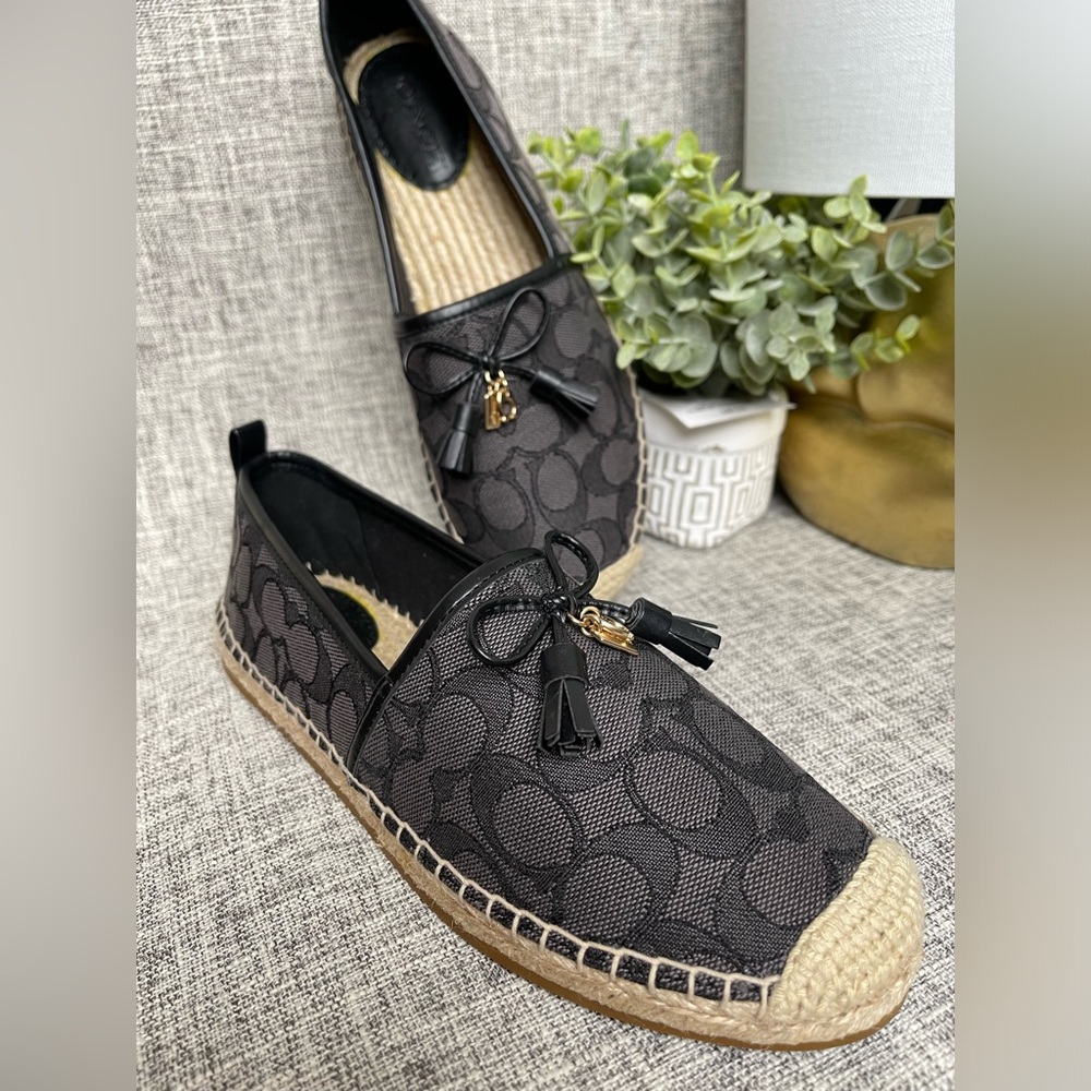 $129( NEW)Coach Carson Signature Jacquard Upper Logo Espadrille - Picture 6 of 8
